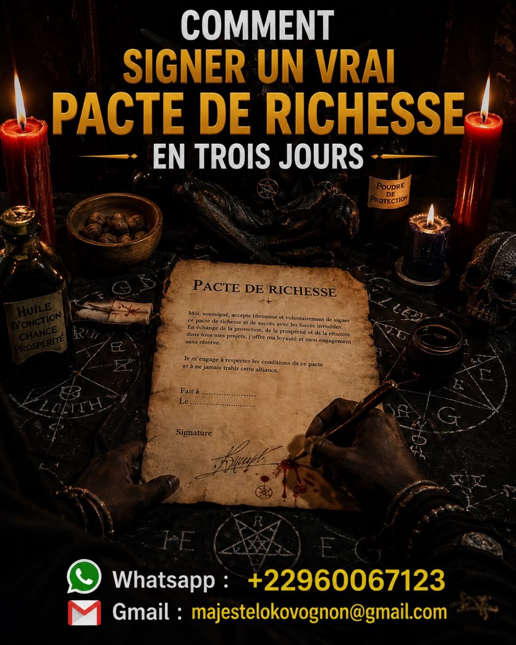 Comment signer un pacte avec le diable pour avoir beaucoup d'argent +22960067123